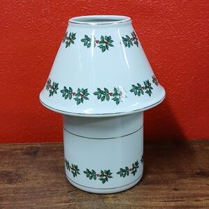 2 Pc Candle Lamp Formalities By Baum Christmas Holly Collection 7x9” Gold Trim